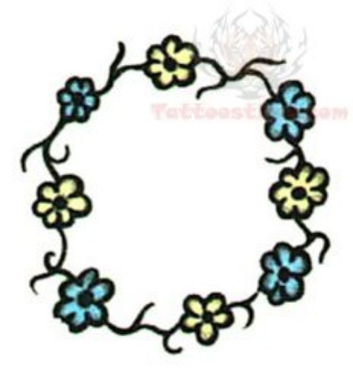 Flowers Ring Belly Button Tattoo Design
